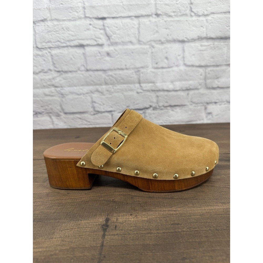 Anellini Suede Clogs Studded Wood Heel Mule Boho Retro Cottagecore EU 38/ US 7.5 - Picture 10 of 12